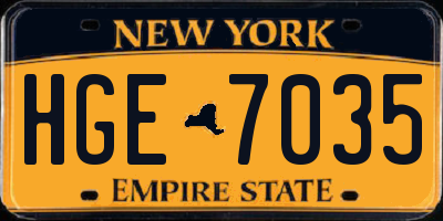 NY license plate HGE7035
