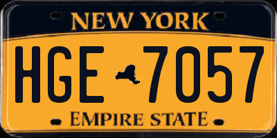 NY license plate HGE7057