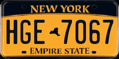 NY license plate HGE7067