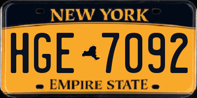 NY license plate HGE7092