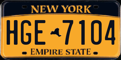 NY license plate HGE7104