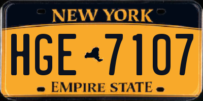 NY license plate HGE7107