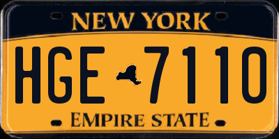 NY license plate HGE7110