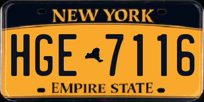 NY license plate HGE7116