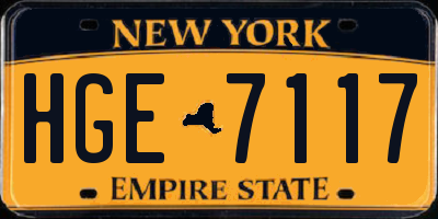 NY license plate HGE7117