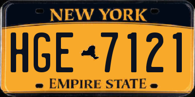 NY license plate HGE7121