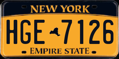 NY license plate HGE7126