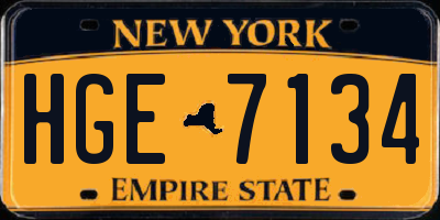 NY license plate HGE7134