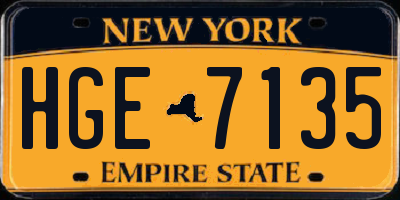 NY license plate HGE7135