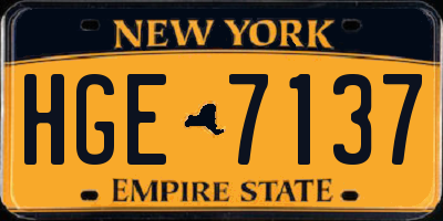 NY license plate HGE7137