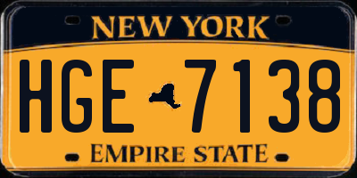 NY license plate HGE7138