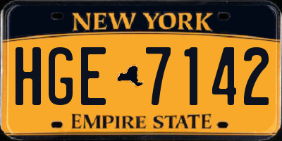 NY license plate HGE7142