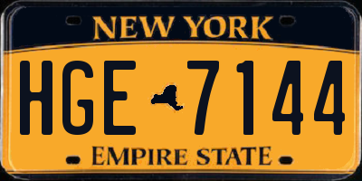 NY license plate HGE7144