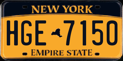 NY license plate HGE7150