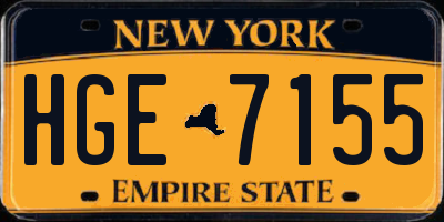 NY license plate HGE7155