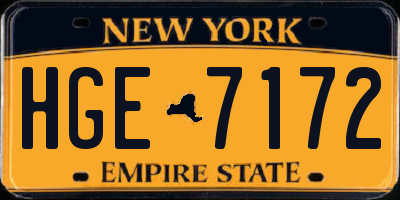 NY license plate HGE7172