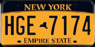 NY license plate HGE7174