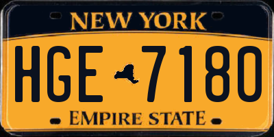 NY license plate HGE7180