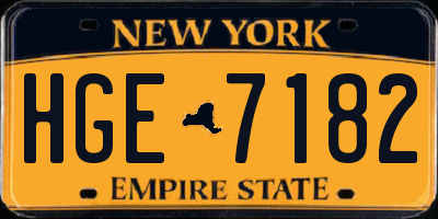 NY license plate HGE7182