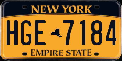 NY license plate HGE7184