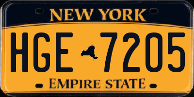 NY license plate HGE7205