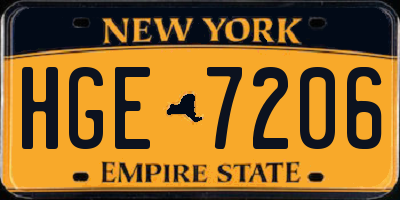 NY license plate HGE7206