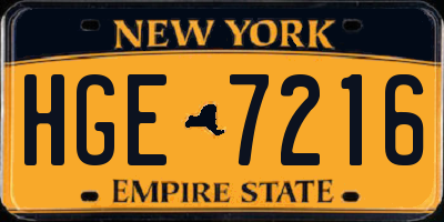 NY license plate HGE7216
