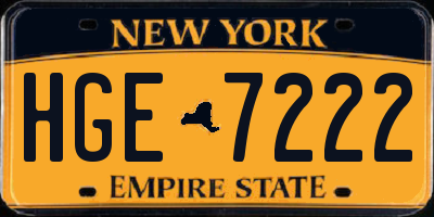 NY license plate HGE7222