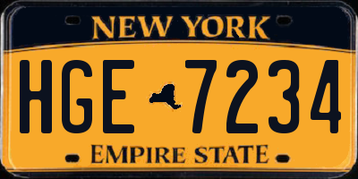 NY license plate HGE7234