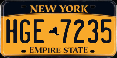 NY license plate HGE7235