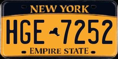 NY license plate HGE7252