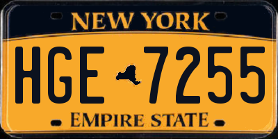 NY license plate HGE7255