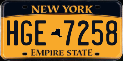 NY license plate HGE7258
