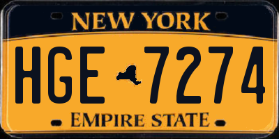 NY license plate HGE7274