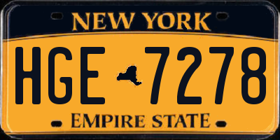 NY license plate HGE7278