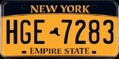 NY license plate HGE7283