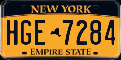 NY license plate HGE7284