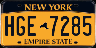 NY license plate HGE7285