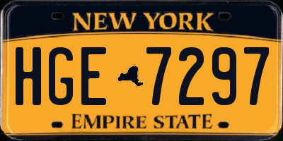 NY license plate HGE7297