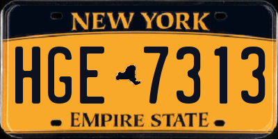 NY license plate HGE7313