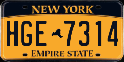 NY license plate HGE7314