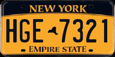 NY license plate HGE7321