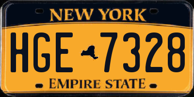 NY license plate HGE7328