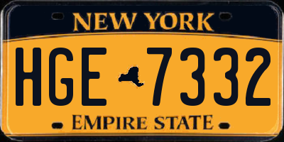NY license plate HGE7332