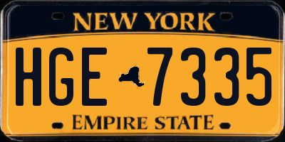 NY license plate HGE7335