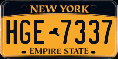NY license plate HGE7337