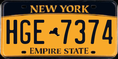 NY license plate HGE7374