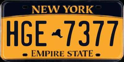 NY license plate HGE7377