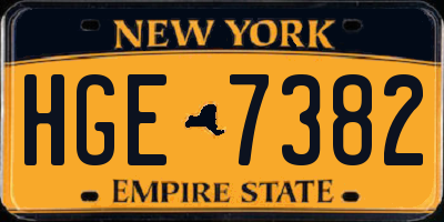 NY license plate HGE7382