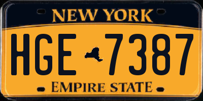 NY license plate HGE7387